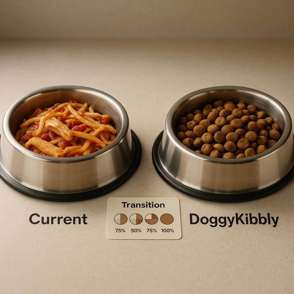 Dog food transition process